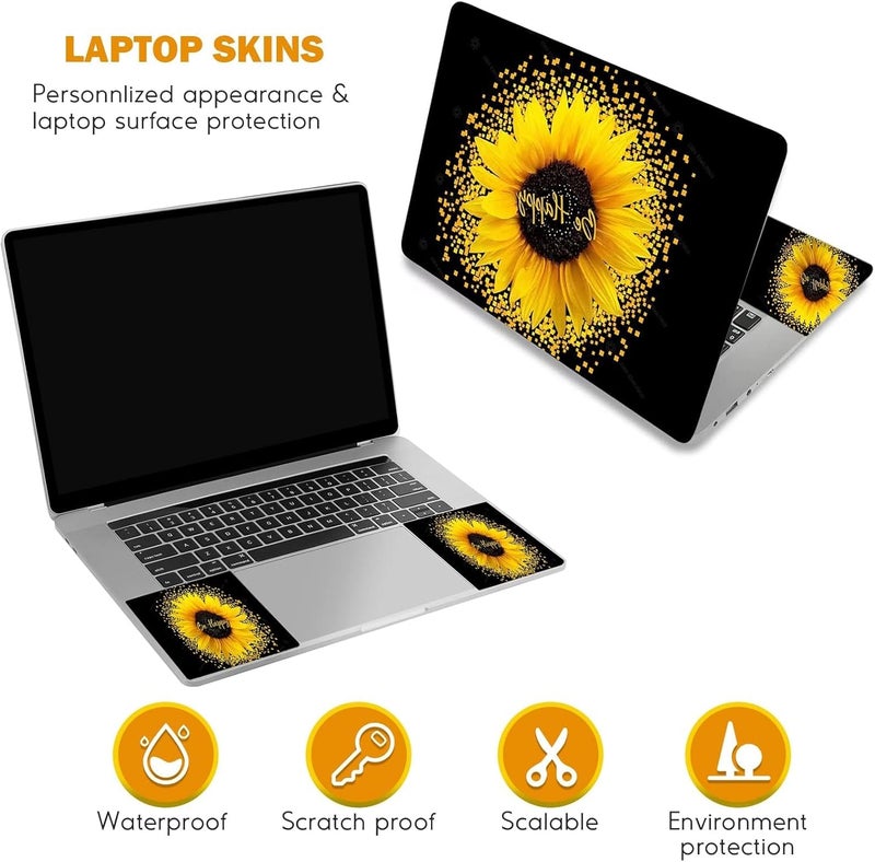 DINKY Laptop Skin Sticker Decal, 16" 16.5” 17” 17.3 inch Laptop Universal Reusable Vinyl Skin Stickers Art Cover Decal Notebook PC Personalized Protector Sunflower - Image 3